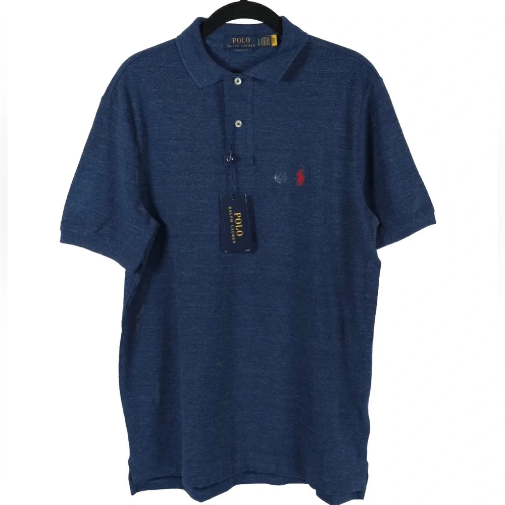 NWT POLO‎ RALPH LAUREN CLASSIC FIT Mesh Polo Shirt Dark Blue Royal Heather SMALL